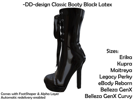 Second Life Marketplace - -DD-design Classic Booty Black Latex